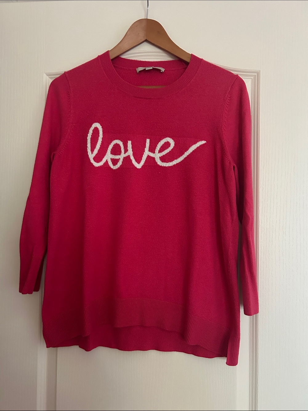 LOFT Bright Pink Knit Crewneck Sweater